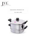 JVL Tri-Ply Base Stainless Steel Square Steamer Combo with Lid, 3 Idli Plates, 3 Dhokla Plates & Lifter 3-Tier Stackable Design for Healthy Steaming – Gas and Induction Compatible & Mirror Finish