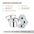 Praylady One Pot Wonder | 3-in-1 Belly Shape Triply Base Biryani/Idli Steamer | 24 cm | 5.5L | SS & Glass Lids | Pasta Pot | Steamer | BIS Certified | Induction Gas | Kitchen Essential
