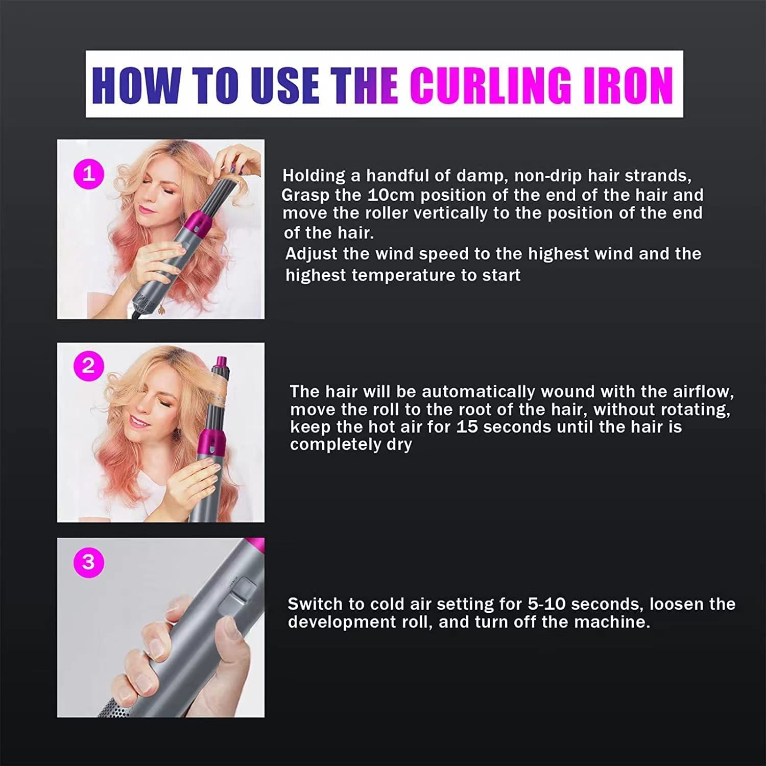 5 in 1 Hot Air Brush Hair Dryer & Volumizer, Multifunctional Hair Styler Tool for Women | Detachable Blow Dryer Brush,Professional Hair Straightener, Curler, Crimper(BE-HAB-04)