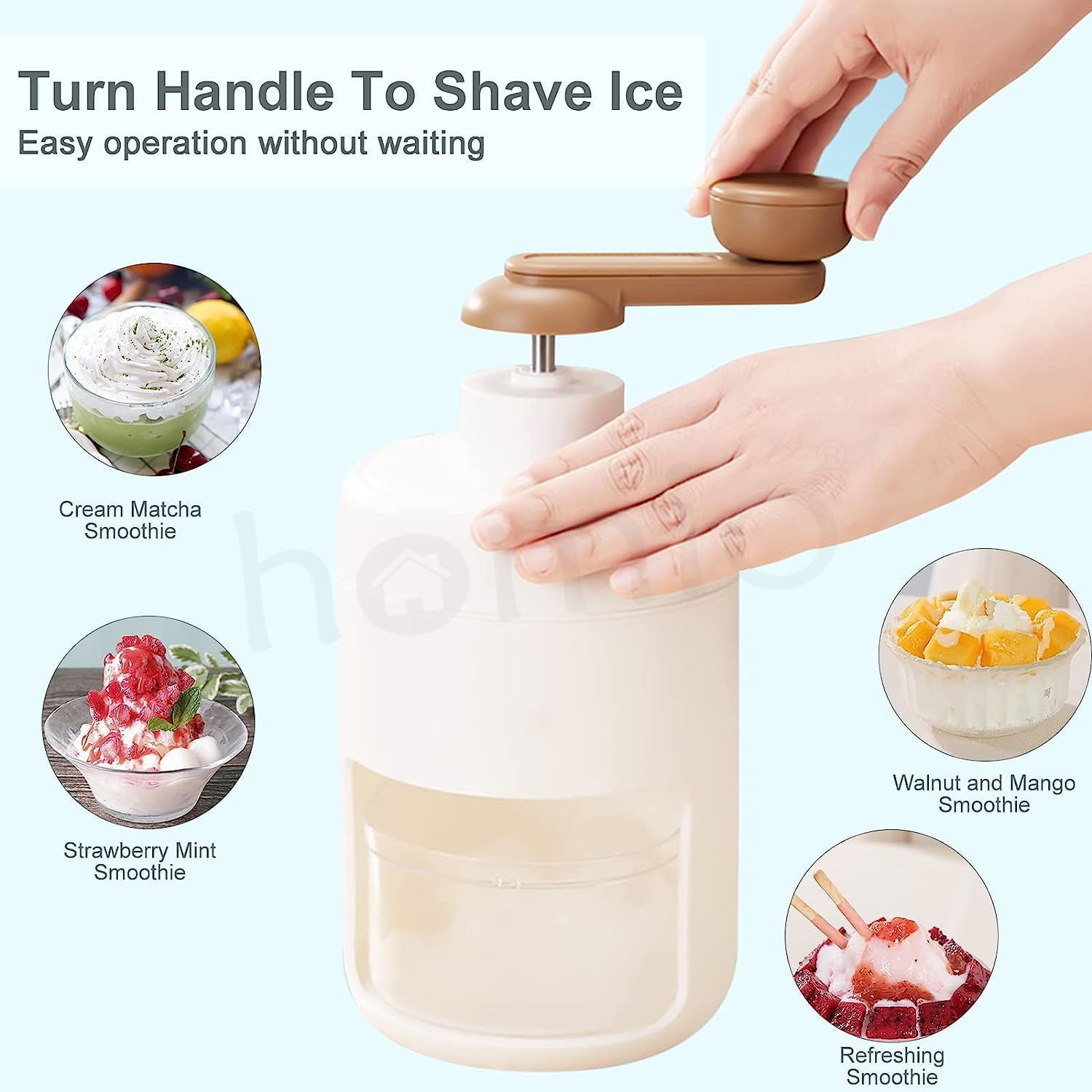 Portable Ice Crusher Machine with Ice Box Mold for Home | Manual Ice Shaver Snow Cone Ice Gola Cocktails Slush Maker | Grinder Machine BPA Free Ice Hand-Cranked for Kitchen Gadgets Ice Blender