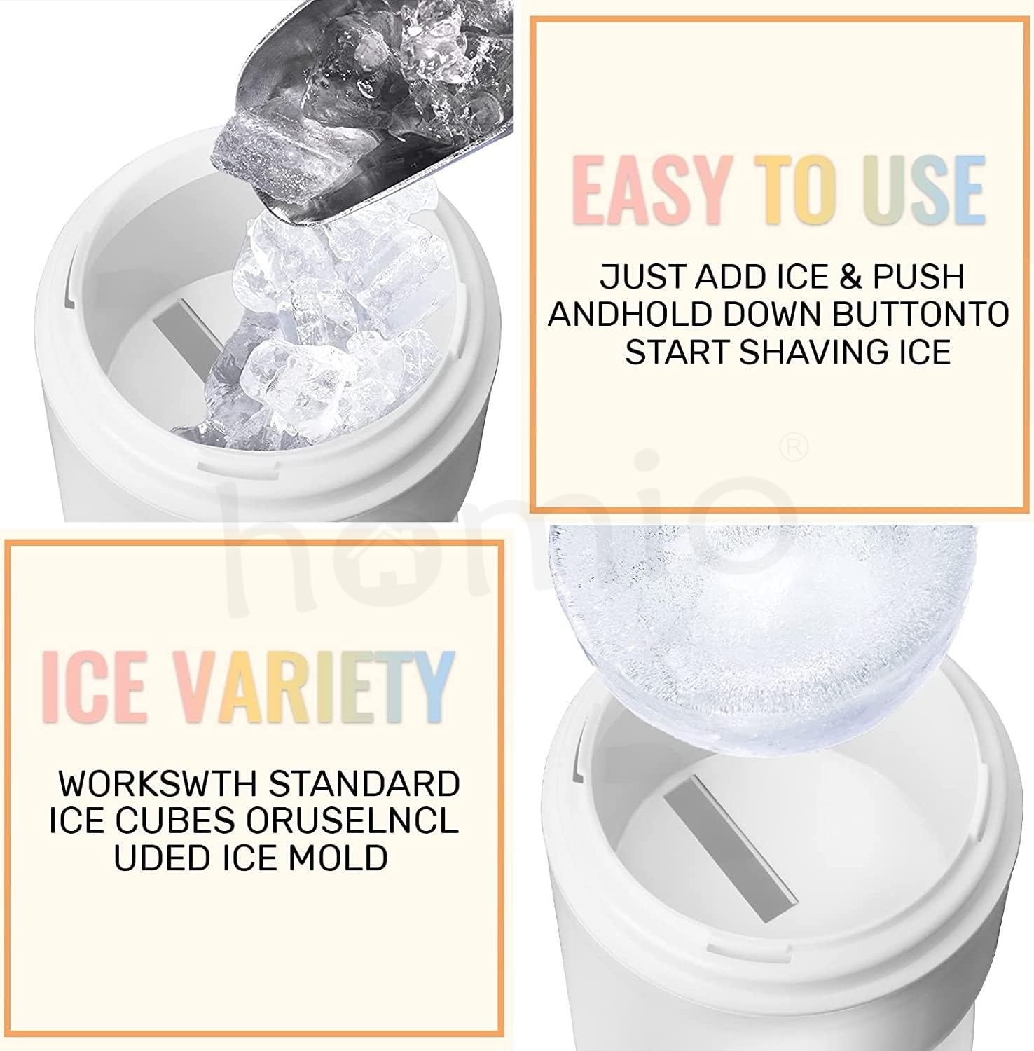 Portable Ice Crusher Machine with Ice Box Mold for Home | Manual Ice Shaver Snow Cone Ice Gola Cocktails Slush Maker | Grinder Machine BPA Free Ice Hand-Cranked for Kitchen Gadgets Ice Blender